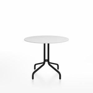 Emeco 1 Inch Cafe Table - Round Top Coffee table Emeco Table Top 36" Black Powder Coated Aluminum White HPL