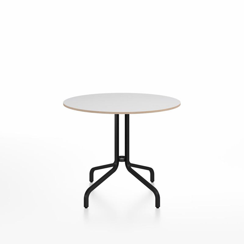 Emeco 1 Inch Cafe Table - Round Top Coffee table Emeco Table Top 36" Black Powder Coated Aluminum White Laminate Plywood
