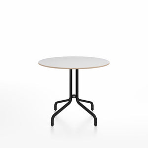 Emeco 1 Inch Cafe Table - Round Top Coffee table Emeco Table Top 36" Black Powder Coated Aluminum White Laminate Plywood