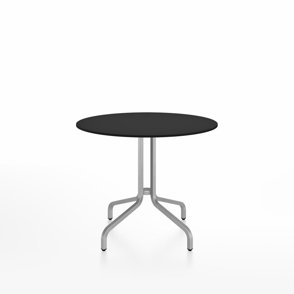 Emeco 1 Inch Cafe Table - Round Top Coffee table Emeco Table Top 36" Brushed Aluminum Black HPL