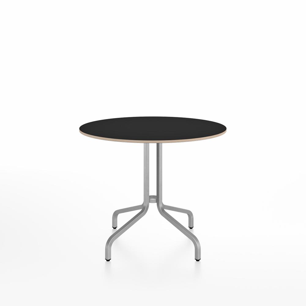 Emeco 1 Inch Cafe Table - Round Top Coffee table Emeco Table Top 36" Brushed Aluminum Black Laminate Plywood