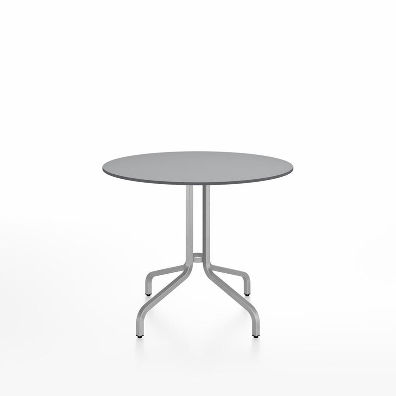 Emeco 1 Inch Cafe Table - Round Top Coffee table Emeco Table Top 36" Brushed Aluminum Gray HPL