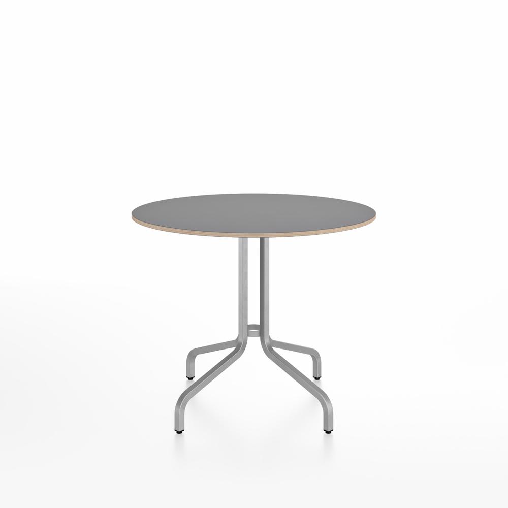 Emeco 1 Inch Cafe Table - Round Top Coffee table Emeco Table Top 36&quot; Brushed Aluminum Gray Laminate Plywood