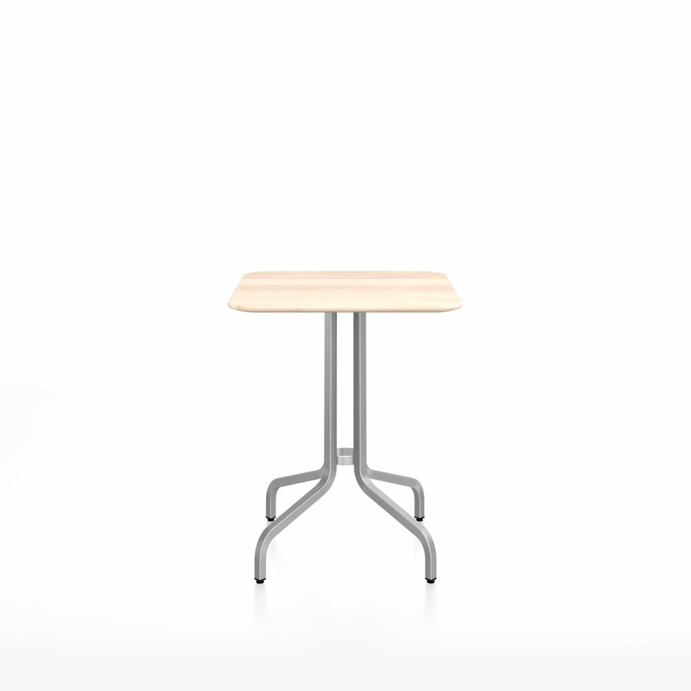 Emeco 1 Inch Cafe Table - Square Top Coffee table Emeco Table Top 24" Brushed Aluminum Accoya Wood