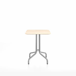 Emeco 1 Inch Cafe Table - Square Top Coffee table Emeco Table Top 24" Brushed Aluminum Accoya Wood