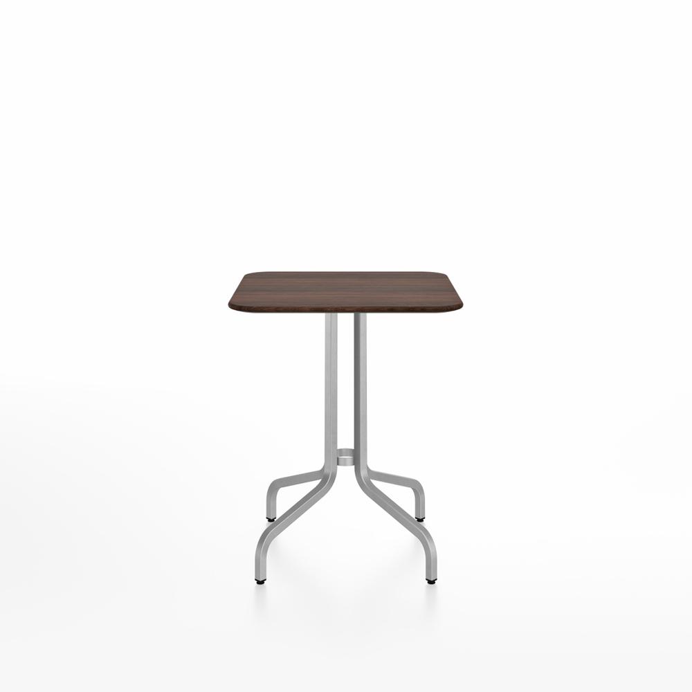 Emeco 1 Inch Cafe Table - Square Top Coffee table Emeco Table Top 24&quot; Brushed Aluminum Walnut Wood