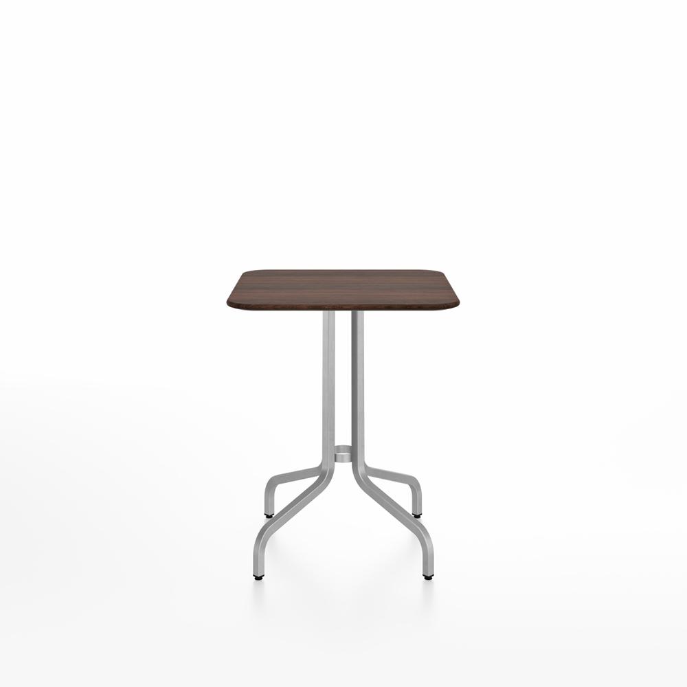 Emeco 1 Inch Cafe Table - Square Top Coffee table Emeco Table Top 24" Brushed Aluminum Walnut Wood