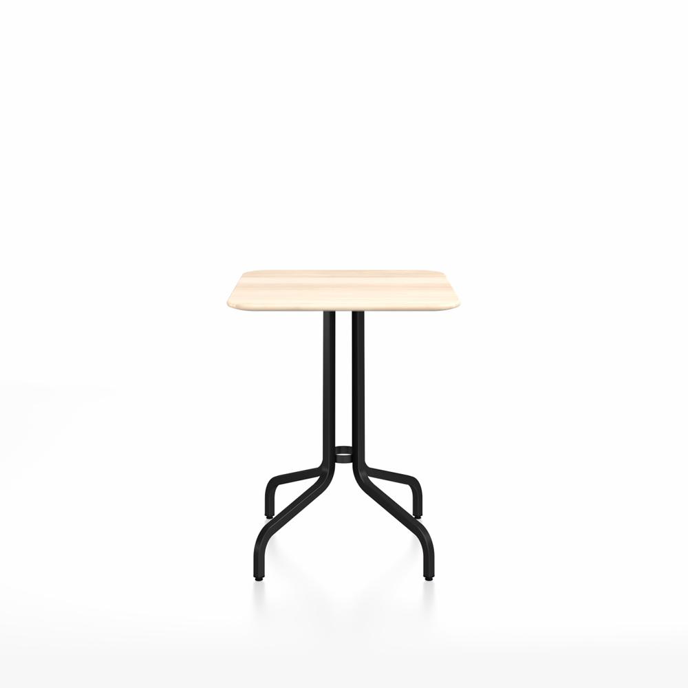 Emeco 1 Inch Cafe Table - Square Top Coffee table Emeco Table Top 24" Black Powder Coated Aluminum Accoya Wood