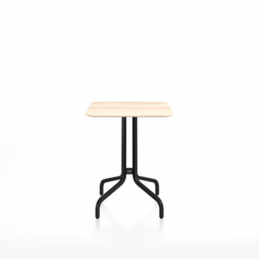 Emeco 1 Inch Cafe Table - Square Top Coffee table Emeco Table Top 24" Black Powder Coated Aluminum Accoya Wood