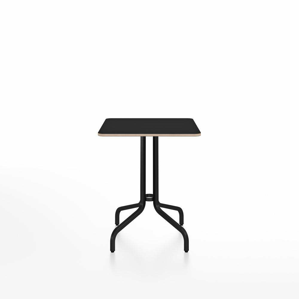 Emeco 1 Inch Cafe Table - Square Top Coffee table Emeco Table Top 24&quot; Brushed Aluminum Black Laminate Plywood