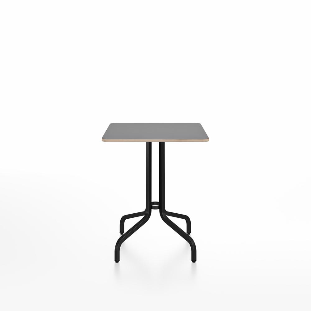 Emeco 1 Inch Cafe Table - Square Top Coffee table Emeco Table Top 24&quot; Black Powder Coated Aluminum Gray Laminate Plywood