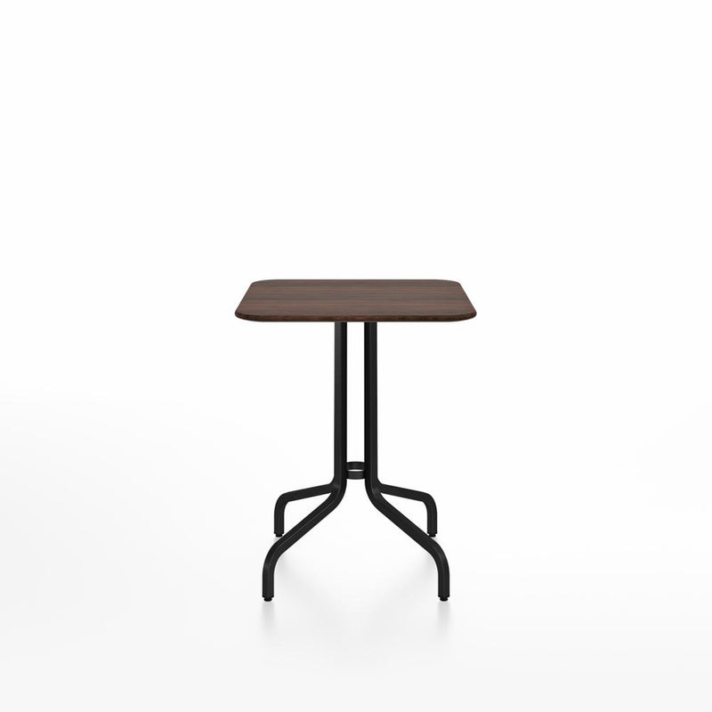 Emeco 1 Inch Cafe Table - Square Top Coffee table Emeco Table Top 24" Black Powder Coated Aluminum Walnut Wood