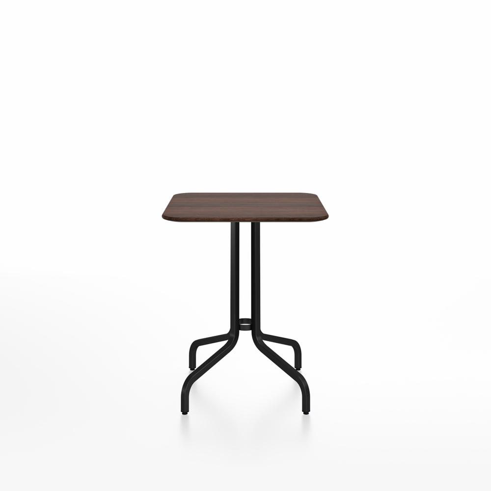 Emeco 1 Inch Cafe Table - Square Top Coffee table Emeco Table Top 24&quot; Black Powder Coated Aluminum Walnut Wood