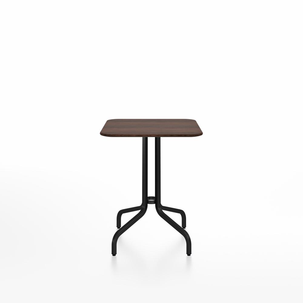 Emeco 1 Inch Cafe Table - Square Top Coffee table Emeco Table Top 24" Black Powder Coated Aluminum Walnut Wood