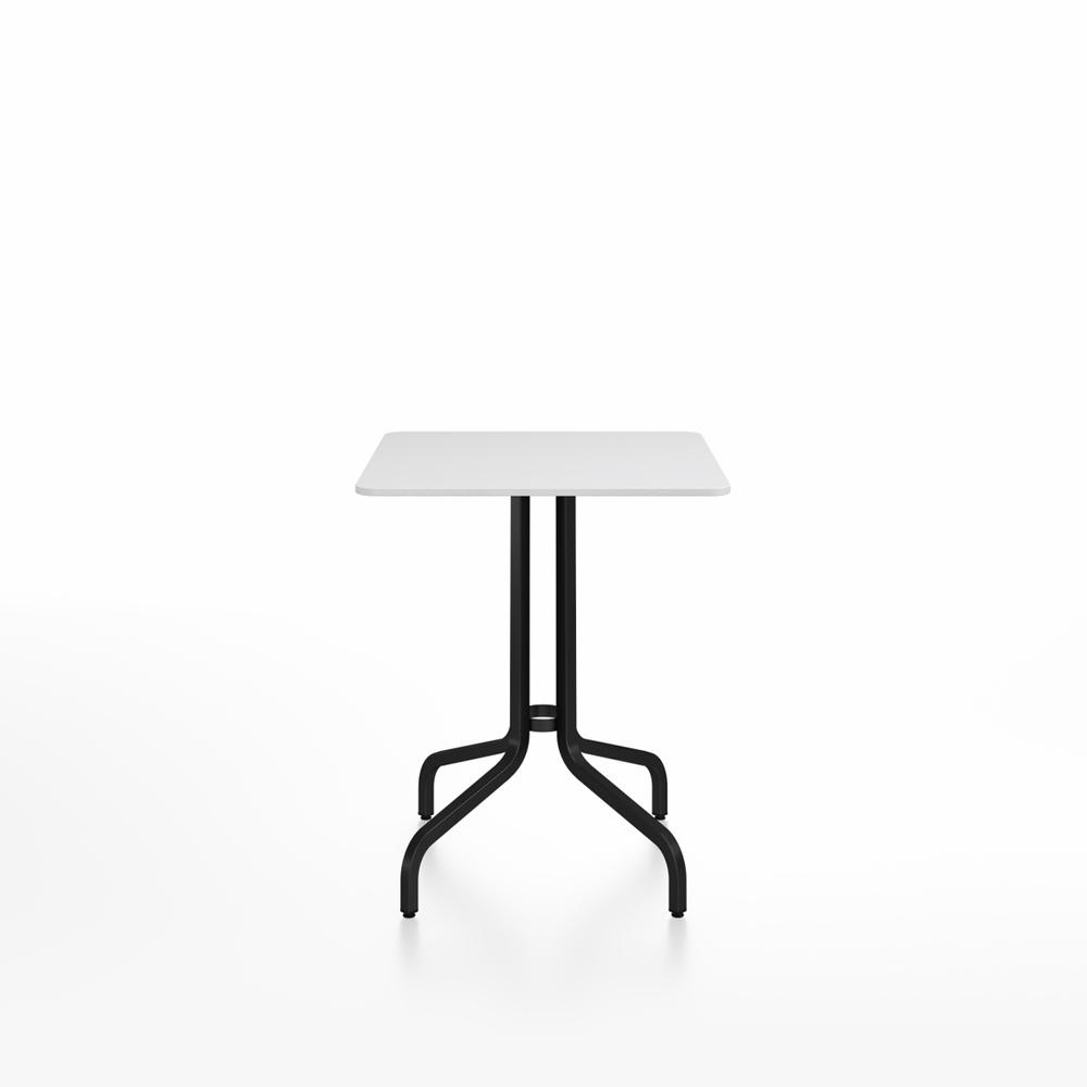 Emeco 1 Inch Cafe Table - Square Top Coffee table Emeco Table Top 24&quot; Black Powder Coated Aluminum White HPL