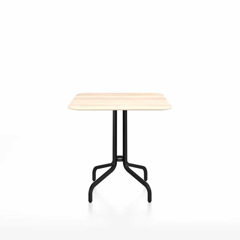Emeco 1 Inch Cafe Table - Square Top Coffee table Emeco Table Top 30" Black Powder Coated Aluminum Accoya Wood