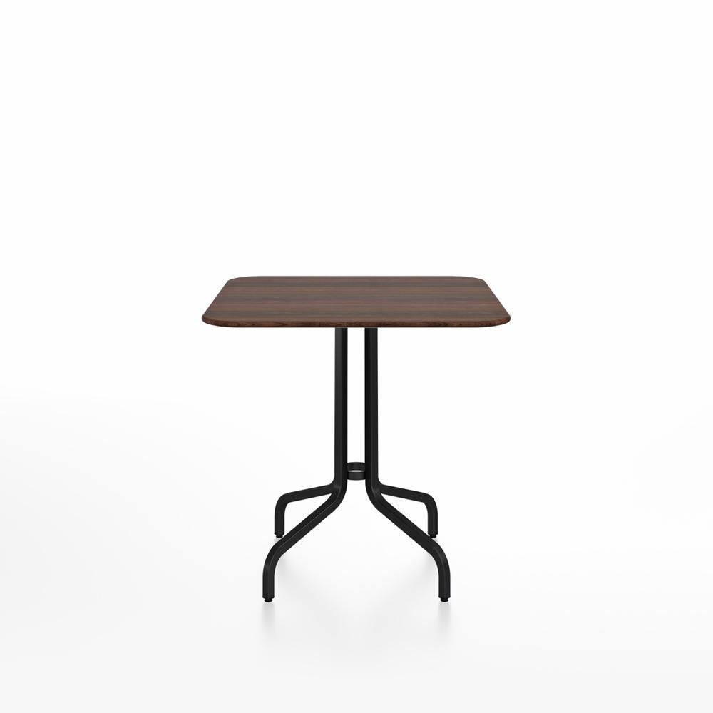 Emeco 1 Inch Cafe Table - Square Top Coffee table Emeco Table Top 30&quot; Black Powder Coated Aluminum Walnut Wood