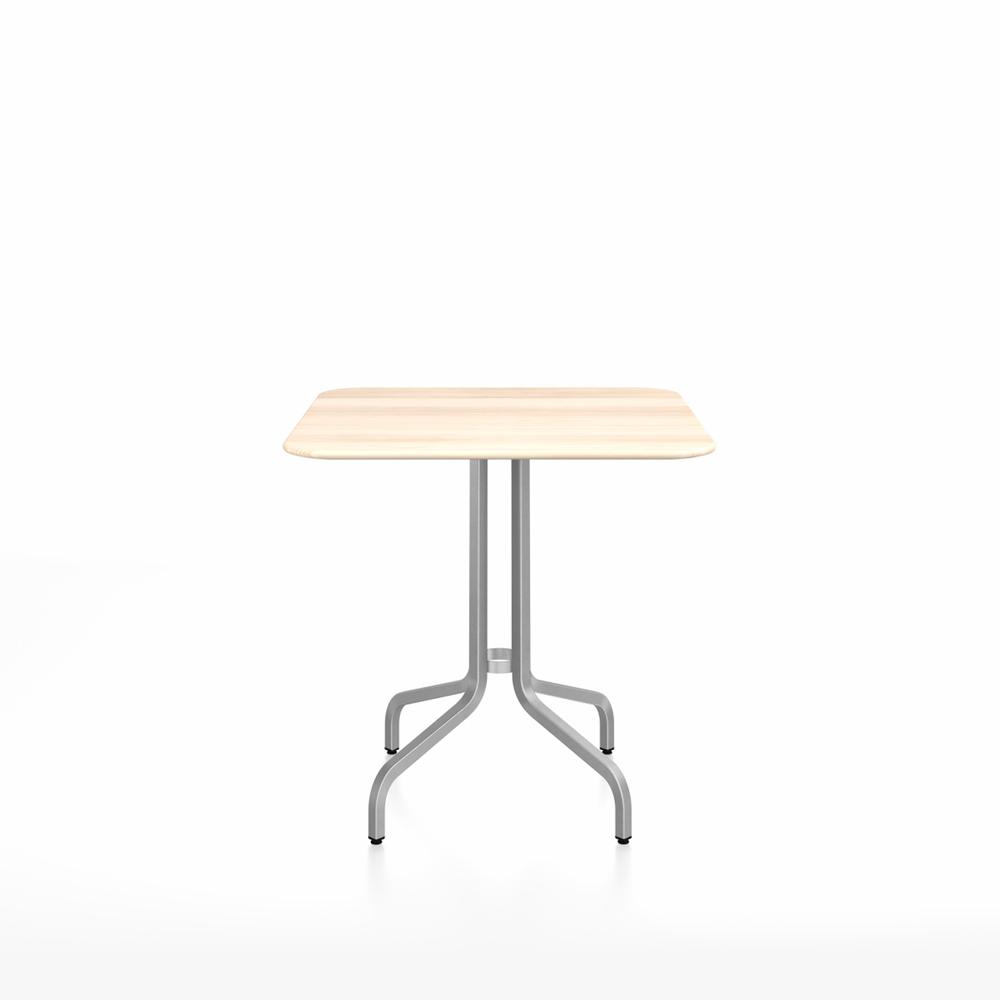 Emeco 1 Inch Cafe Table - Square Top Coffee table Emeco Table Top 30" Brushed Aluminum Accoya Wood