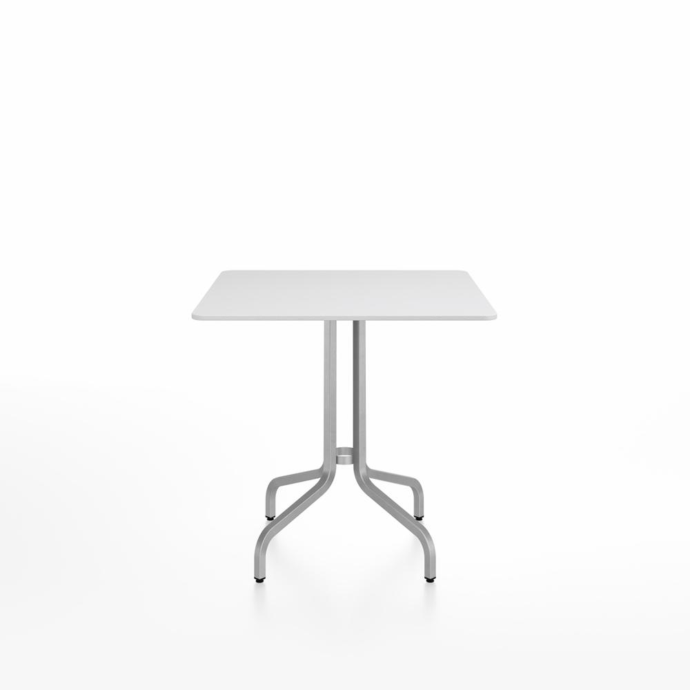 Emeco 1 Inch Cafe Table - Square Top Coffee table Emeco Table Top 30&quot; Brushed Aluminum White HPL