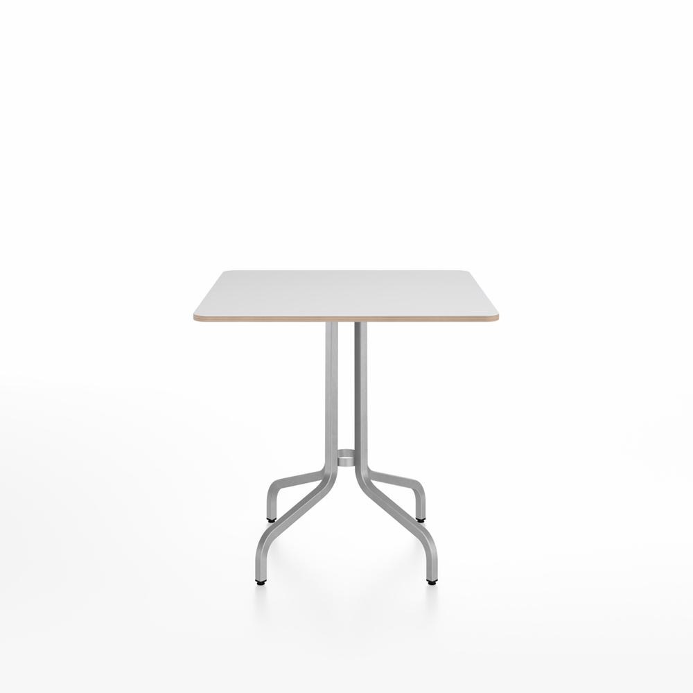 Emeco 1 Inch Cafe Table - Square Top Coffee table Emeco Table Top 30&quot; Brushed Aluminum White Laminate Plywood