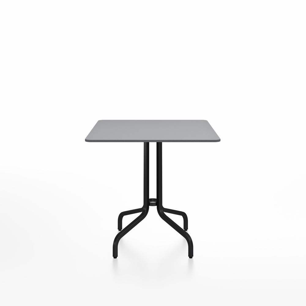 Emeco 1 Inch Cafe Table - Square Top Coffee table Emeco Table Top 30&quot; Black Powder Coated Aluminum Gray Laminate Plywood