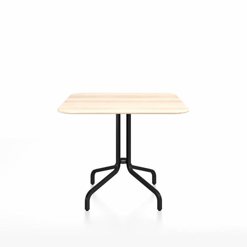 Emeco 1 Inch Cafe Table - Square Top Coffee table Emeco Table Top 36" Black Powder Coated Aluminum Accoya Wood