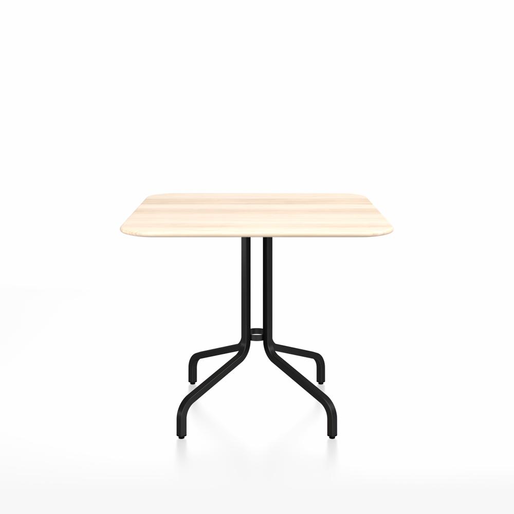 Emeco 1 Inch Cafe Table - Square Top Coffee table Emeco Table Top 36" Black Powder Coated Aluminum Accoya Wood