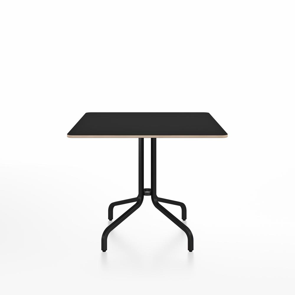 Emeco 1 Inch Cafe Table - Square Top Coffee table Emeco Table Top 36&quot; Black Powder Coated Aluminum Black Laminate Plywood