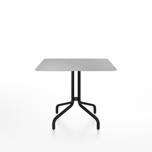 Emeco 1 Inch Cafe Table - Square Top Coffee table Emeco Table Top 36" Black Powder Coated Aluminum Brushed Aluminum