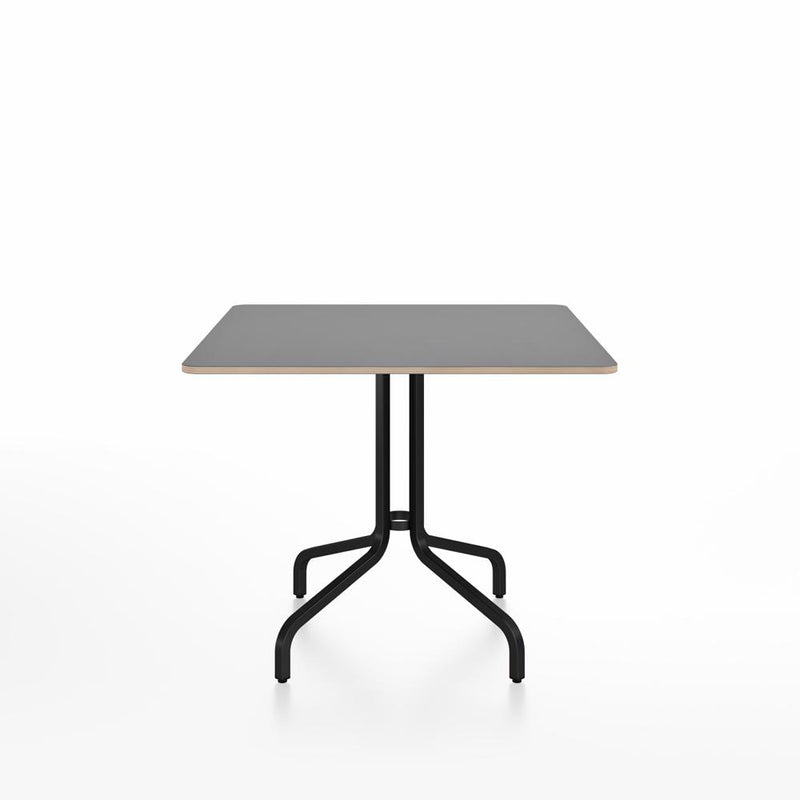 Emeco 1 Inch Cafe Table - Square Top Coffee table Emeco Table Top 36" Black Powder Coated Aluminum Gray Laminate Plywood
