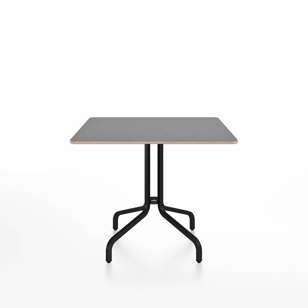 Emeco 1 Inch Cafe Table - Square Top Coffee table Emeco Table Top 36" Black Powder Coated Aluminum Gray Laminate Plywood