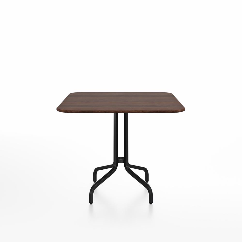 Emeco 1 Inch Cafe Table - Square Top Coffee table Emeco Table Top 36&quot; Black Powder Coated Aluminum Walnut Wood