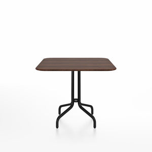 Emeco 1 Inch Cafe Table - Square Top Coffee table Emeco Table Top 36" Black Powder Coated Aluminum Walnut Wood