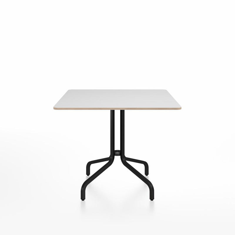 Emeco 1 Inch Cafe Table - Square Top Coffee table Emeco Table Top 36" Black Powder Coated Aluminum White Laminate Plywood