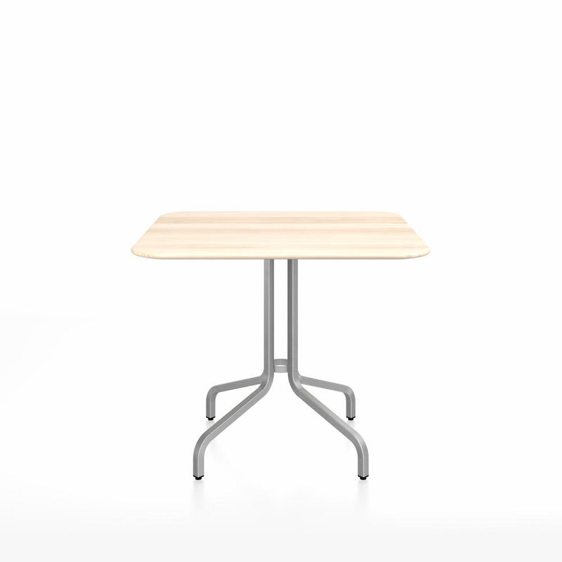 Emeco 1 Inch Cafe Table - Square Top Coffee table Emeco Table Top 36" Brushed Aluminum Accoya Wood