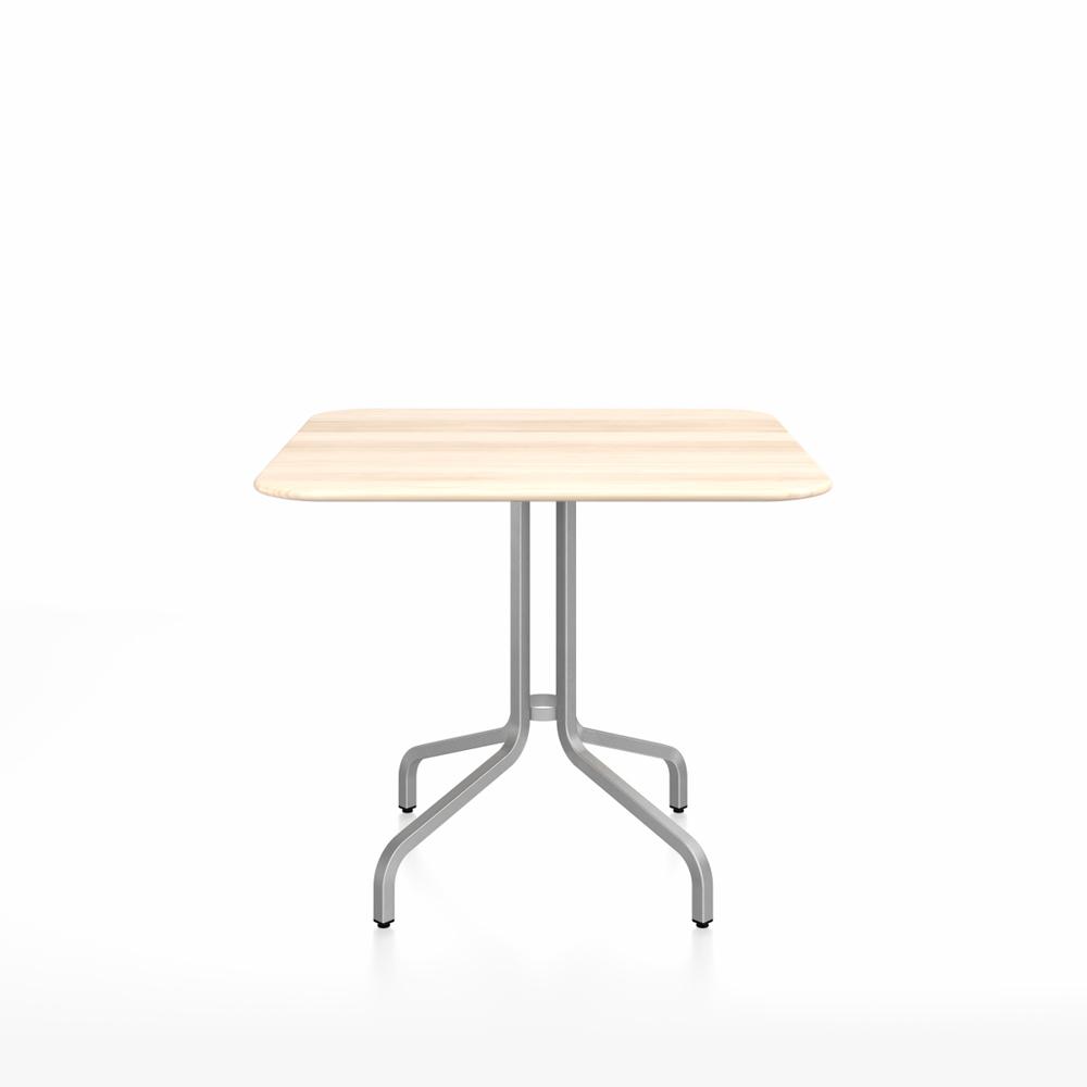 Emeco 1 Inch Cafe Table - Square Top Coffee table Emeco Table Top 36" Brushed Aluminum Accoya Wood