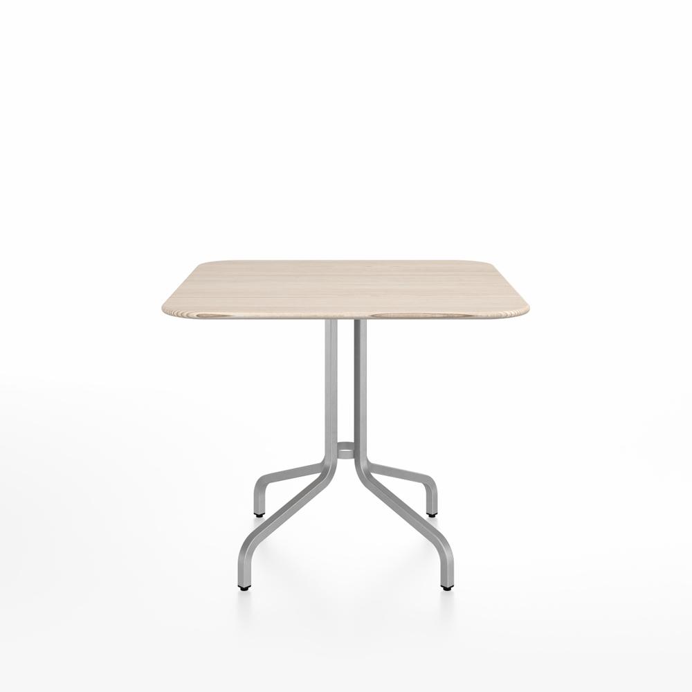 Emeco 1 Inch Cafe Table - Square Top Coffee table Emeco Table Top 36" Brushed Aluminum Ash Wood