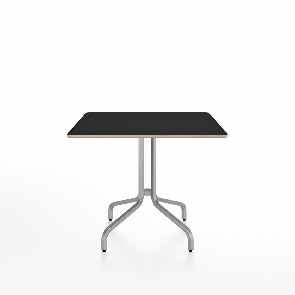 Emeco 1 Inch Cafe Table - Square Top Coffee table Emeco Table Top 36" Brushed Aluminum Black Laminate Plywood