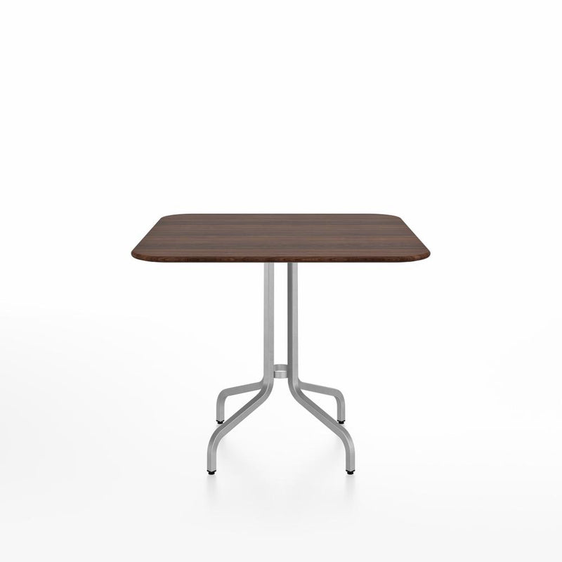 Emeco 1 Inch Cafe Table - Square Top Coffee table Emeco Table Top 36" Brushed Aluminum Walnut Wood