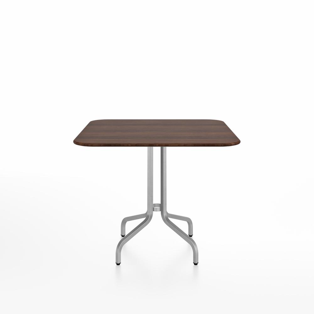 Emeco 1 Inch Cafe Table - Square Top Coffee table Emeco Table Top 36" Brushed Aluminum Walnut Wood