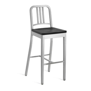 Emeco 1104 Navy Bar Stool With Wood Seat bar seating Emeco Hand-Brushed Black Stained Oak No Arms