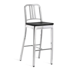 Emeco 1104 Navy Bar Stool With Wood Seat bar seating Emeco Hand-Polished Black Stained Oak No Arms