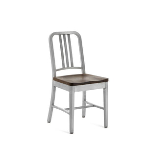 Emeco 1104 Navy Chair With Wood Seat Side/Dining Emeco Hand-Brushed Walnut 