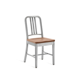 Emeco 1104 Navy Chair With Wood Seat Side/Dining Emeco Hand-Brushed White Oak 