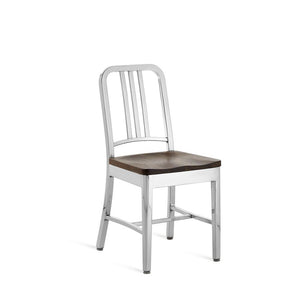 Emeco 1104 Navy Chair With Wood Seat Side/Dining Emeco Hand-Polished + $875.00 Walnut 