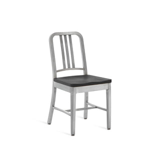 Emeco 1104 Navy Chair With Wood Seat Side/Dining Emeco Hand-Brushed Black Oak 