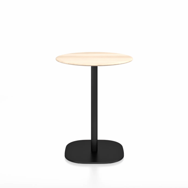 Emeco 2 Inch Flat Base Cafe Table - Round Top Coffee table Emeco Table Top 24&quot; / 60 cm Black Powder Coated Accoya Wood