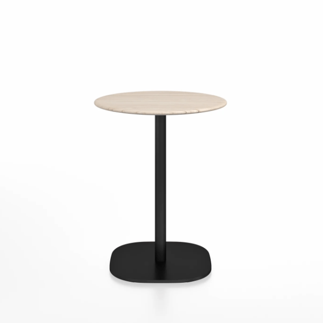 Emeco 2 Inch Flat Base Cafe Table - Round Top Coffee table Emeco Table Top 24&quot; / 60 cm Black Powder Coated Ash Wood
