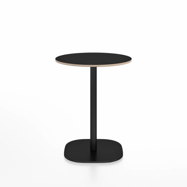 Emeco 2 Inch Flat Base Cafe Table - Round Top Coffee table Emeco Table Top 24" / 60 cm Black Powder Coated Black Laminate Plywood