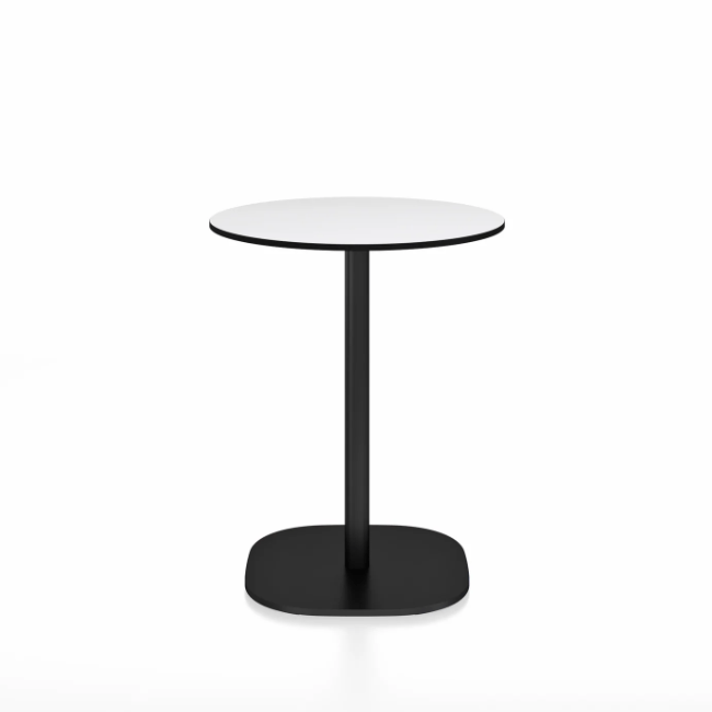 Emeco 2 Inch Flat Base Cafe Table - Round Top Coffee table Emeco Table Top 24" / 60 cm Black Powder Coated White HPL